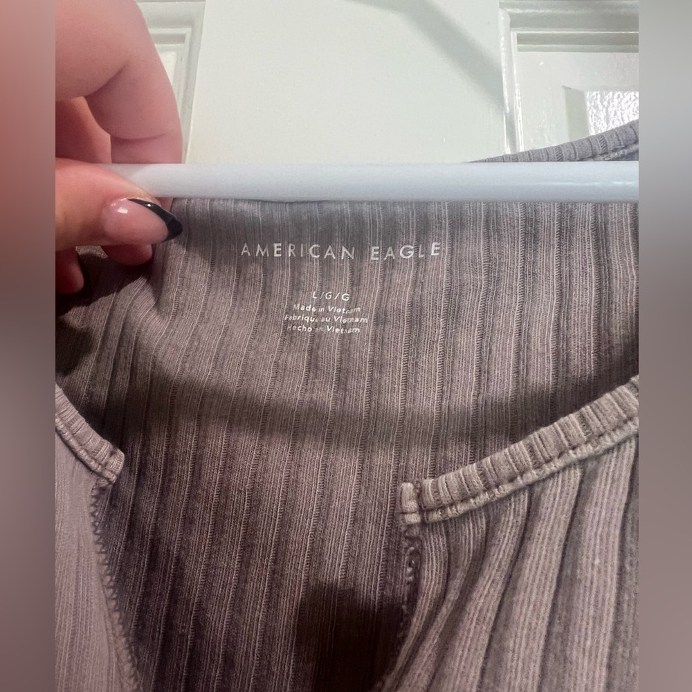 American Eagle Outfitters Charcoal Ribbed Tank Top - Picture 2 of 4